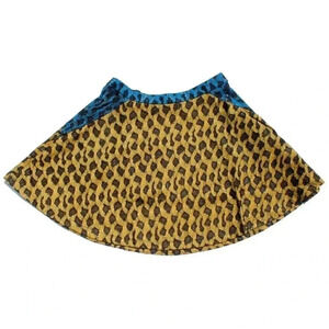 New English Rose Womens Blue / Yellow Black Lace Flare Skirt - Large